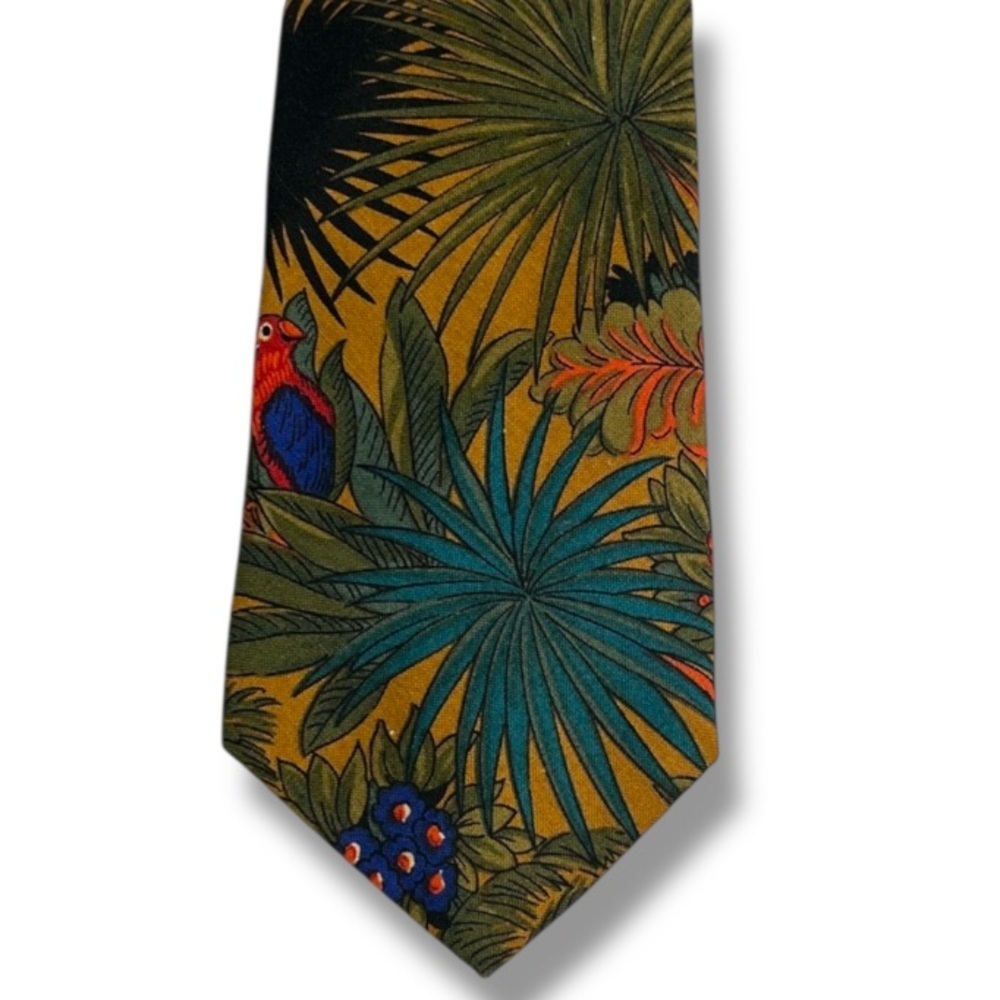 Vintage Gitano Tropical Print Mens Tie Hawaiian Parrot Toucan Bird Preppy Y2K